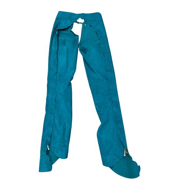 Pat's Chaps Pants - PAT'S CHAPS Women's Custom Made Teal Suede Chaps